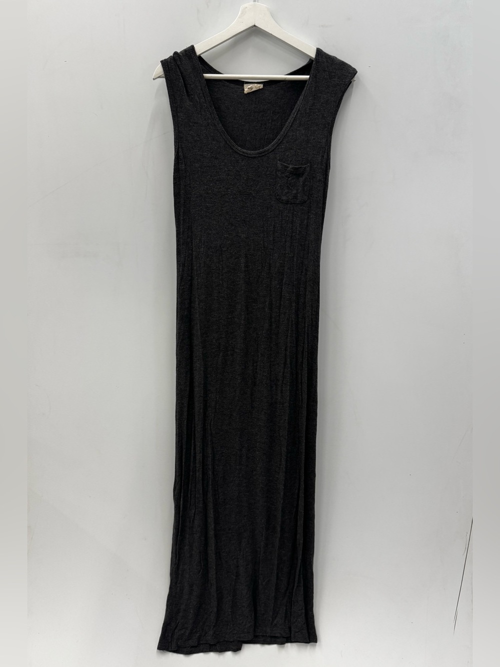 One Clothing charcoal grey sleeveless knit maxi dress with Chest Pocket sz small